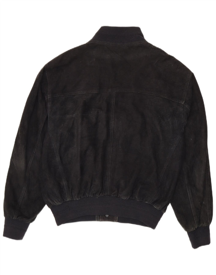 Vintage Herren Wildleder Bomberjacke UK 40 Großes schwarzes Leder