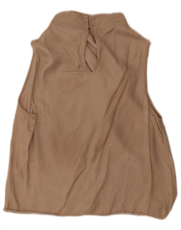 ZARA Damen ärmelloses Blusenoberteil UK 10 Small Beige Viskose