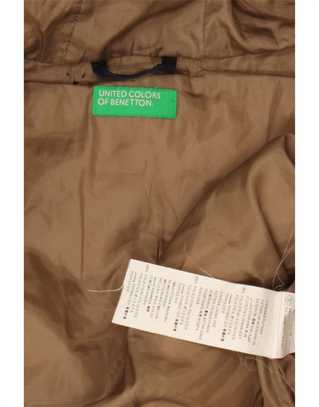Benetton Wattierte Damenjacke mit Kapuze, UK 20 2XL, Marineblau, Polyester
