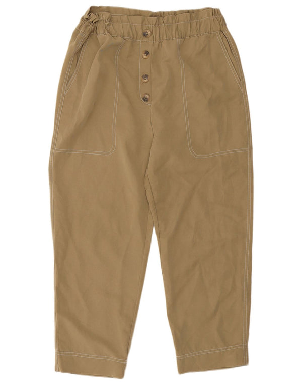 Zara Damen-Hose mit lockerer Passform, Größe L, W30, L24, Khaki, Modal