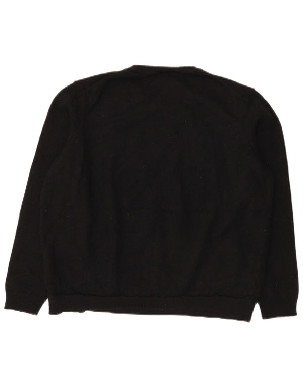 Hugo Boss Damen Crop Pullover mit Rundhalsausschnitt UK 22 3XL Schwarze Wolle