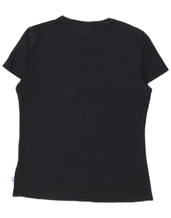 ADIDAS Damen Grafik T-Shirt Top UK 16 Large Schwarz geblümt Baumwolle