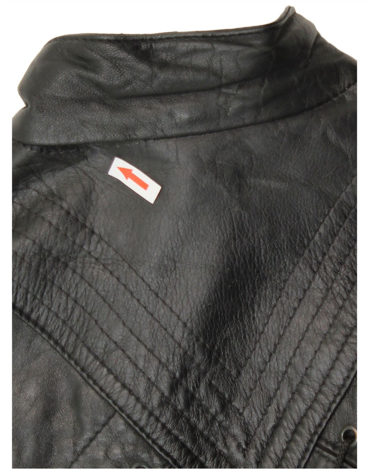 Vintage Damen Loose Fit Lederjacke UK 14 Medium Schwarz