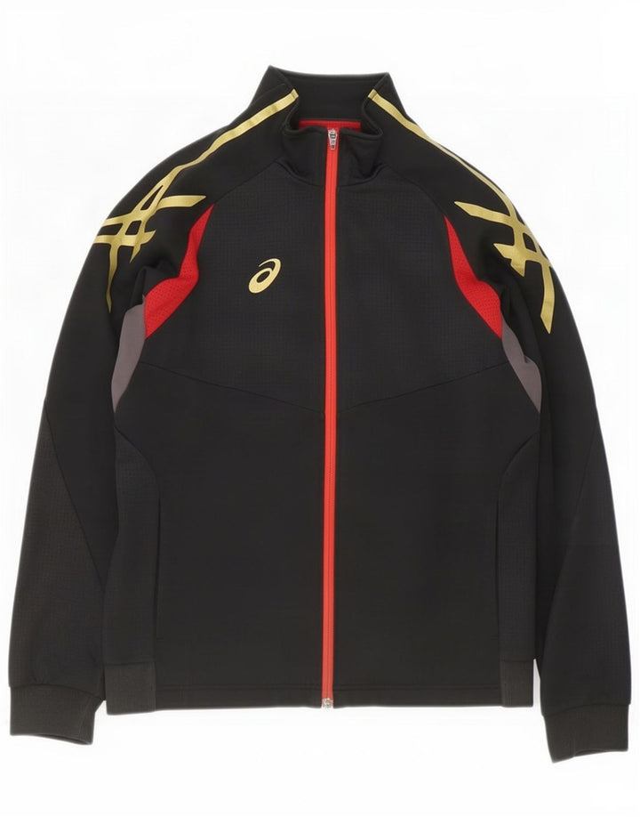 Asics Herren-Trainingsanzugoberteil, Jacke, Größe S, Schwarz, Farbblock