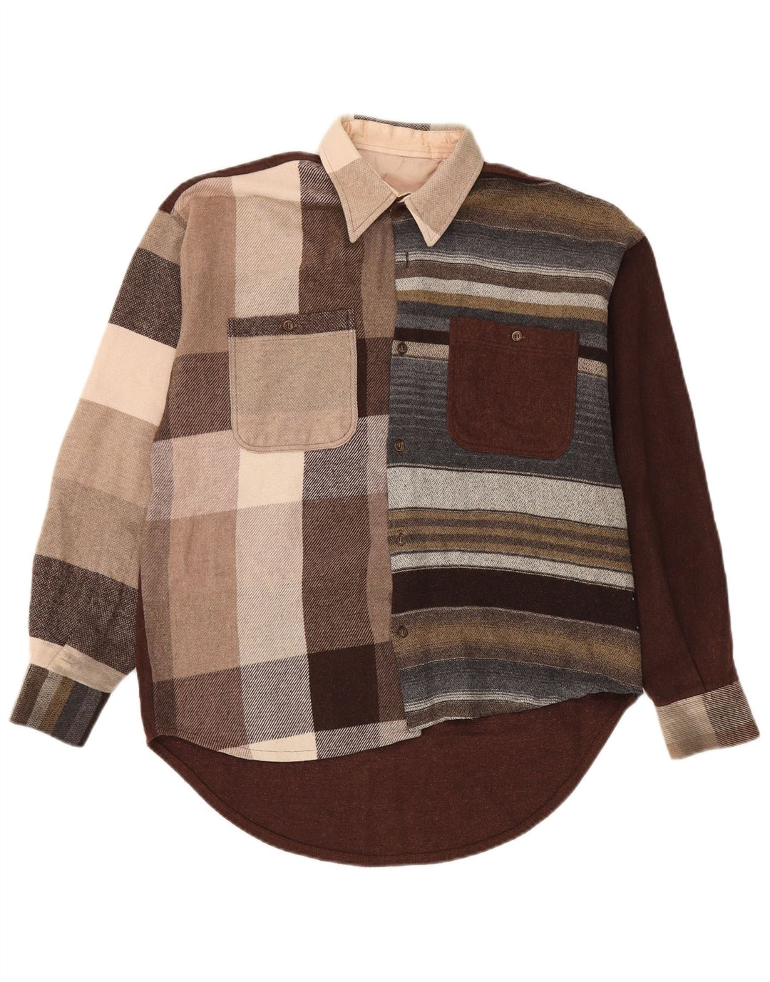 Vintage Herren-Flanellhemd, groß, mehrfarbig, Farbblock