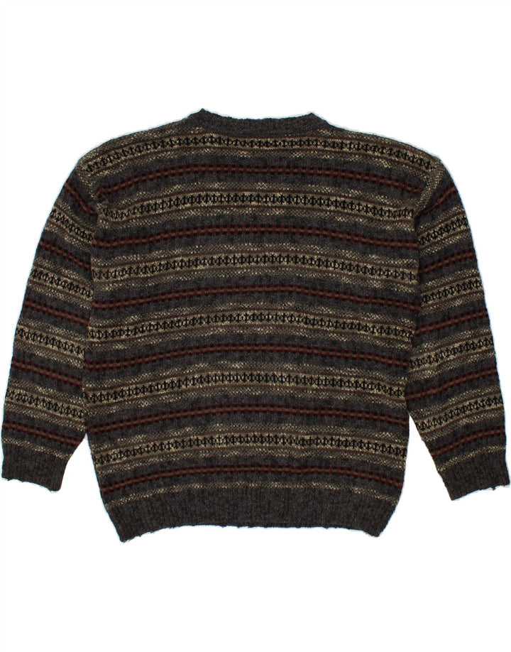 DOCKERS Herren-Pullover mit Rundhalsausschnitt, Mittelgrau, Fair-Isle-Acryl