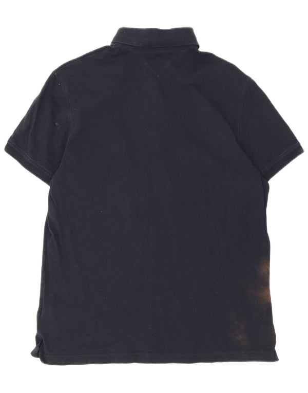 Tommy Hilfiger Herren-Poloshirt mit normaler Passform, große marineblaue Baumwolle