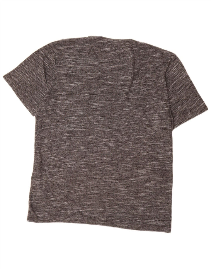 Reiss Herren-T-Shirt-Oberteil aus mittelgrau gesprenkelter Baumwolle