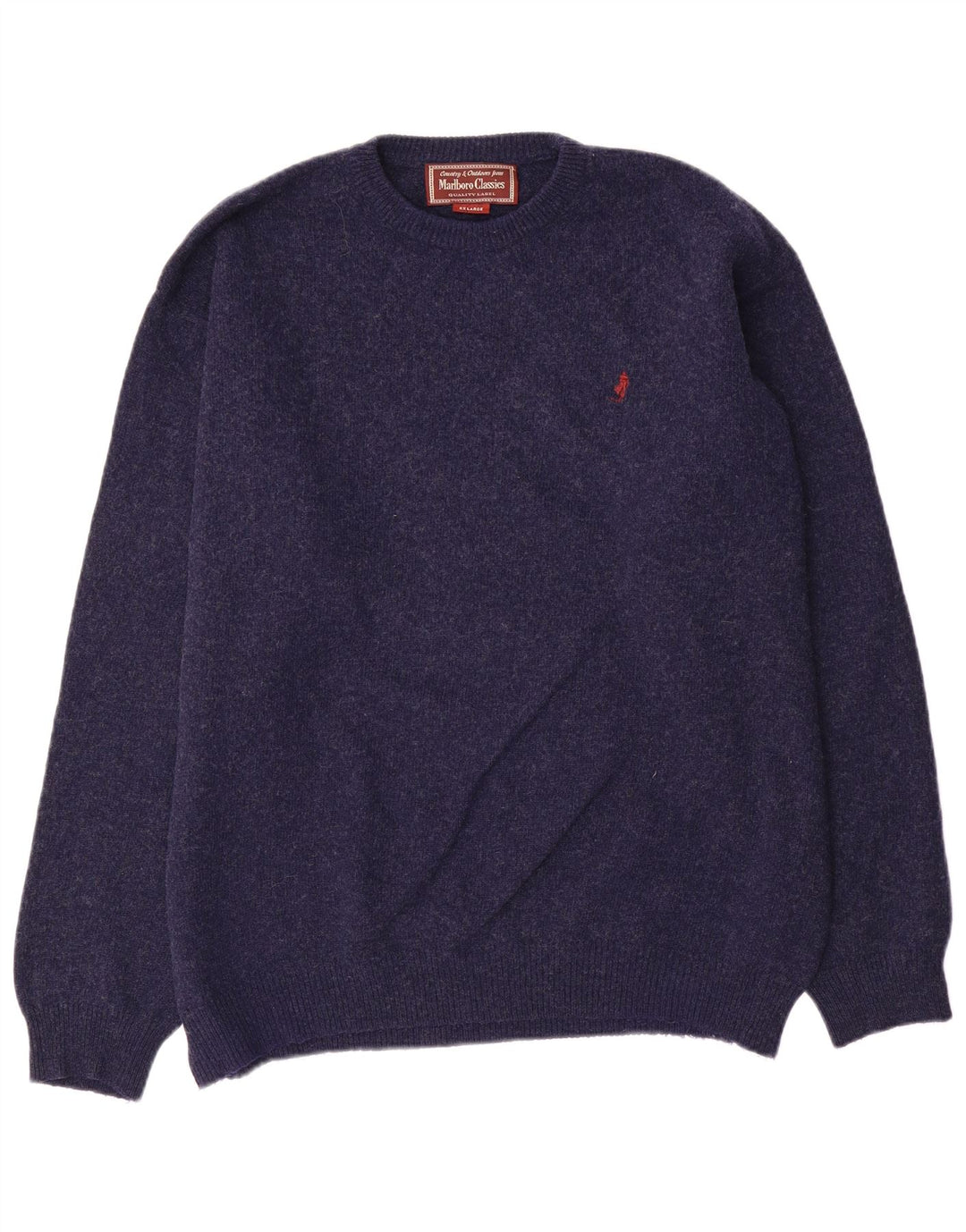 Marlboro Classics Herren-Pullover mit Rundhalsausschnitt, 2XL, marineblaue Wolle
