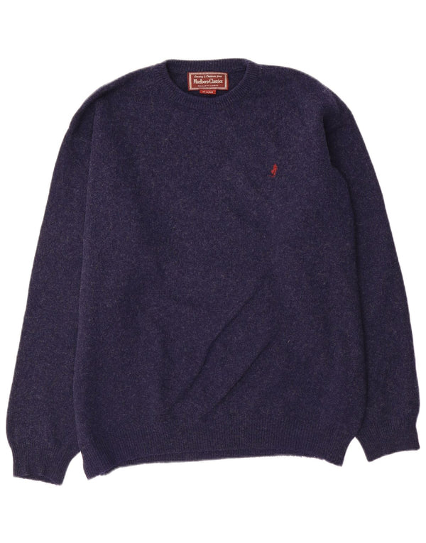 Marlboro Classics Herren-Pullover mit Rundhalsausschnitt, 2XL, marineblaue Wolle