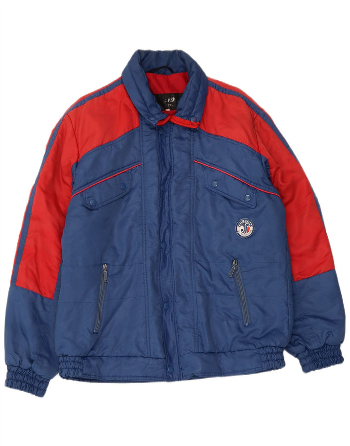 Vintage Herren Wattierte Jacke IT 52 XL Blau Colourblock Polyester