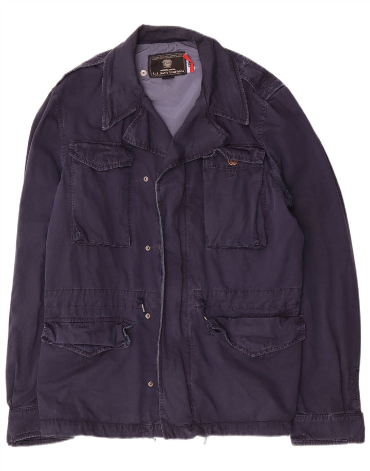 Vintage Herren Utility Jacke UK 42 XL Marineblaues Nylon