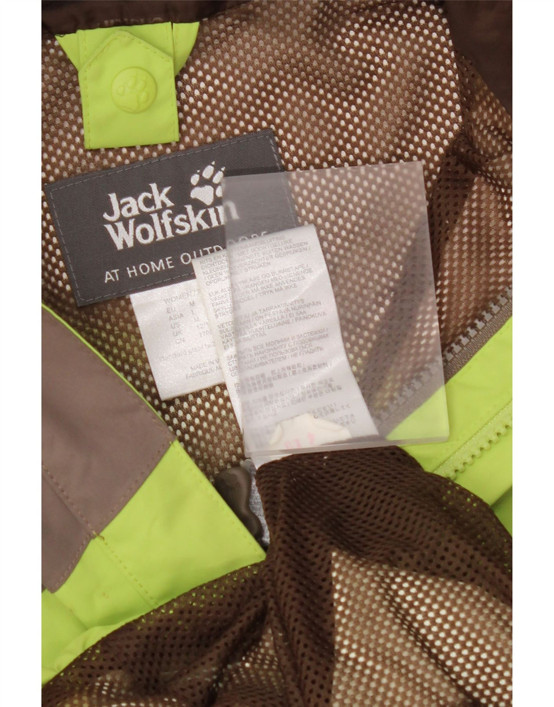 JACK WOLFSKIN Damen Regenjacke mit Kapuze UK 12/14 Mittelgrüner Farbblock