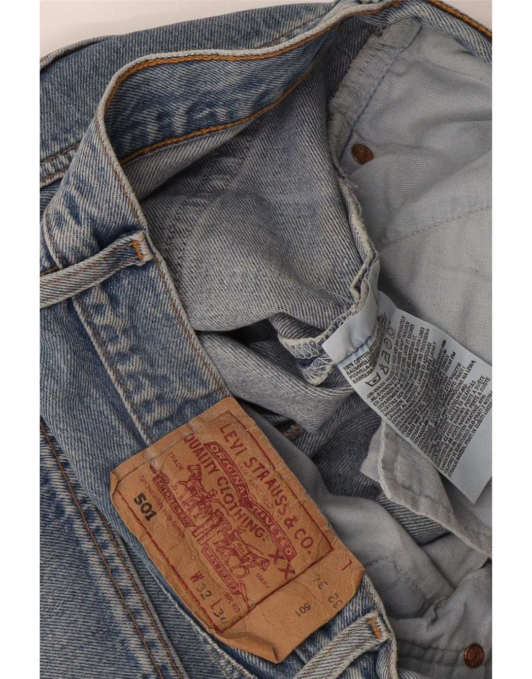 Levi's Herren 501 Straight Jeans W32 L34 Blaue Baumwolle
