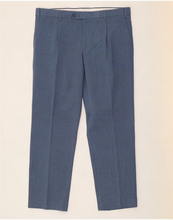 Marks & Spencer Herren-Anzughose in normaler Passform, W38, L31, Blau, Polyester