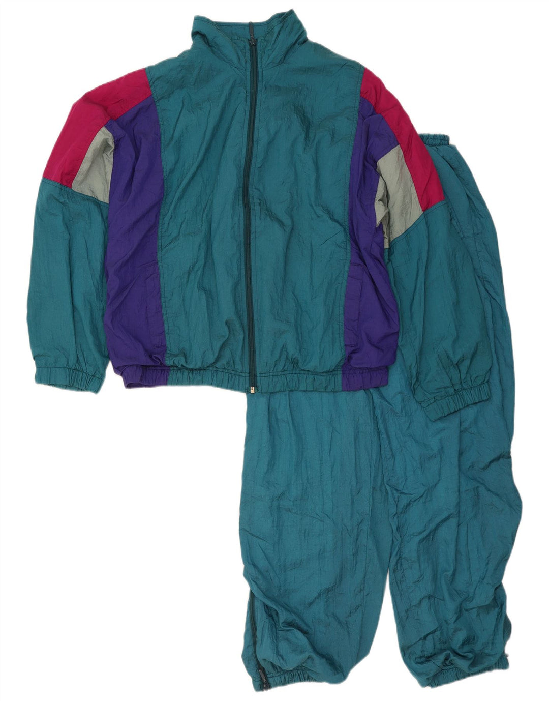 Vintage Herren-Trainingsanzug mit lockerer Passform, Größe 48/50, mittelblau, Farbblock