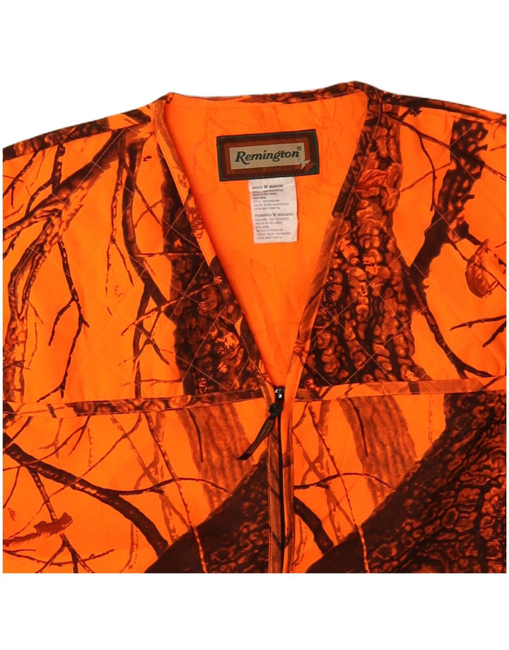 Vintage Herren Utility Gilet UK 38 Medium Orange Camouflage Polyester