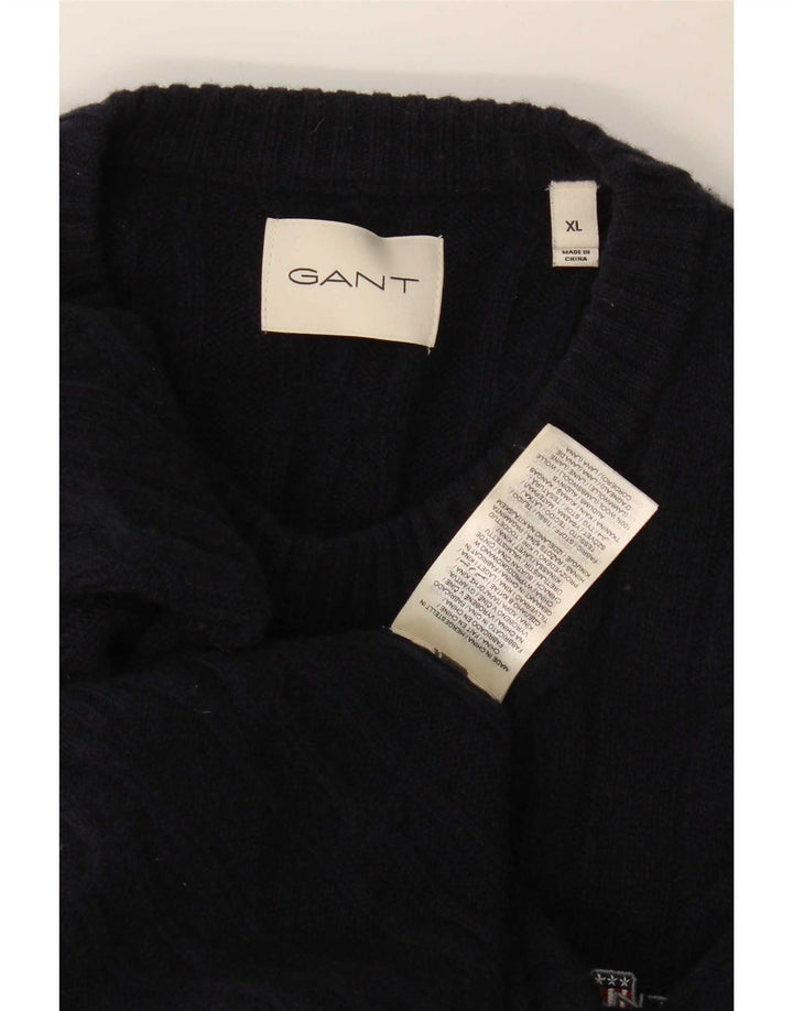 Gant Herren-Pullover mit Rundhalsausschnitt, XL, marineblaue Lammwolle