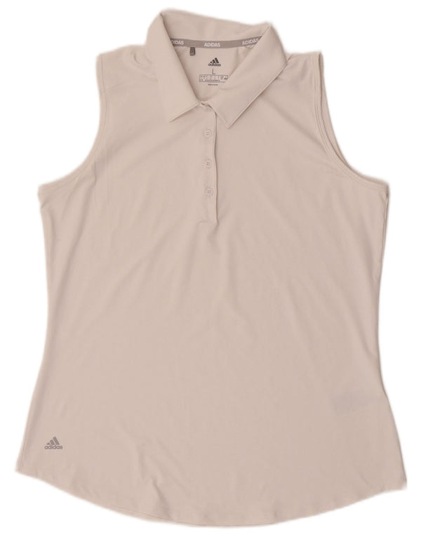 Adidas Damen Ärmelloses Poloshirt UK 16/18 Large Weiß Polyester