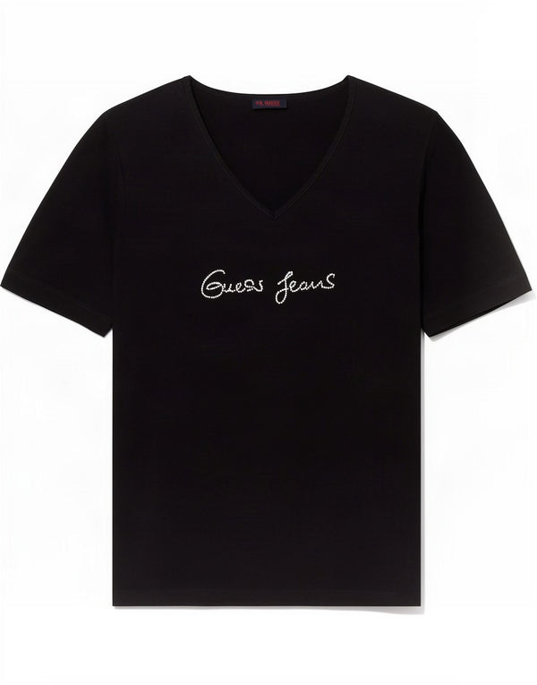 Guess Womens Graphic T-Shirt Top UK 10 Small Black