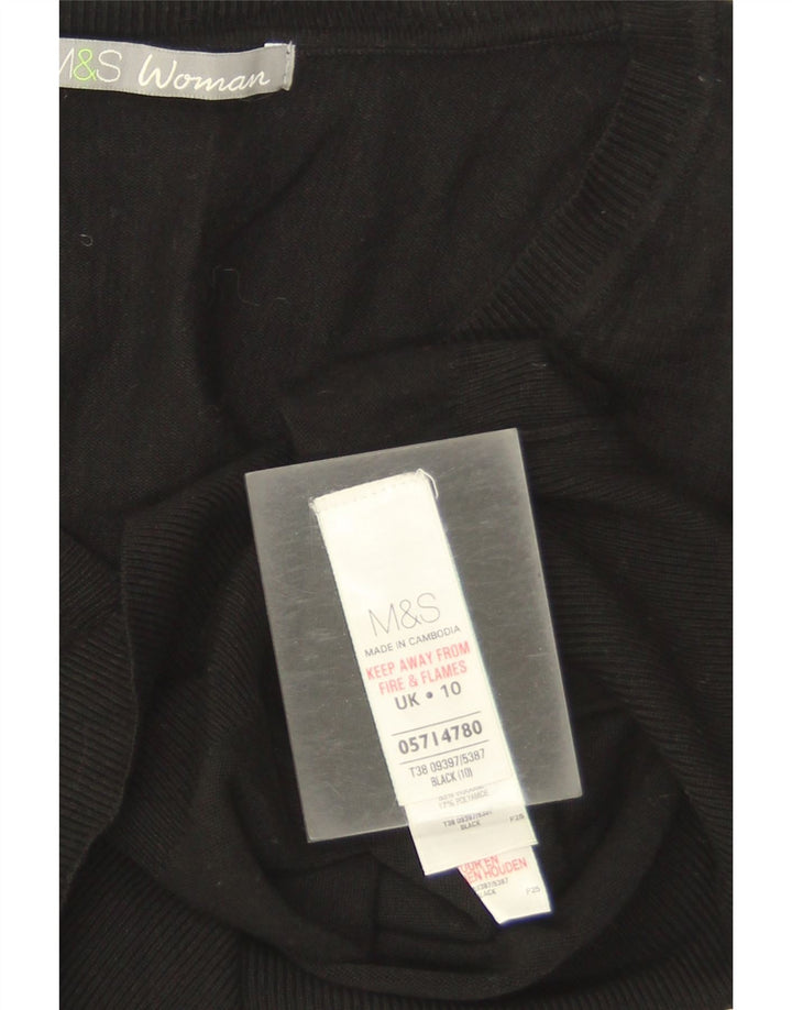 Marks & Spencer Damen-Pullover mit V-Ausschnitt, Gr. 10, Größe S, schwarze Viskose