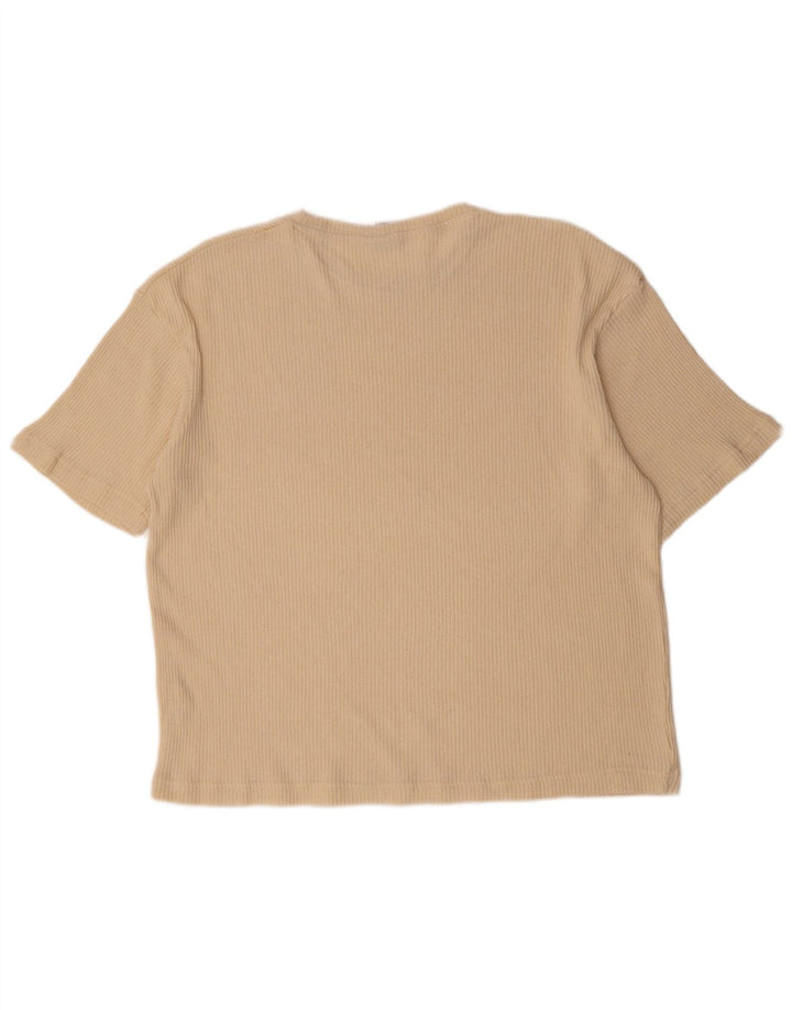 ZARA Mens T-Shirt Top XL Beige Cotton
