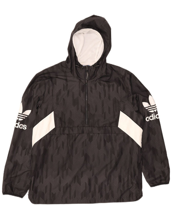 Adidas Herren Graphic Hooded Anorak Jacke UK 42 XL Schwarz Colourblock