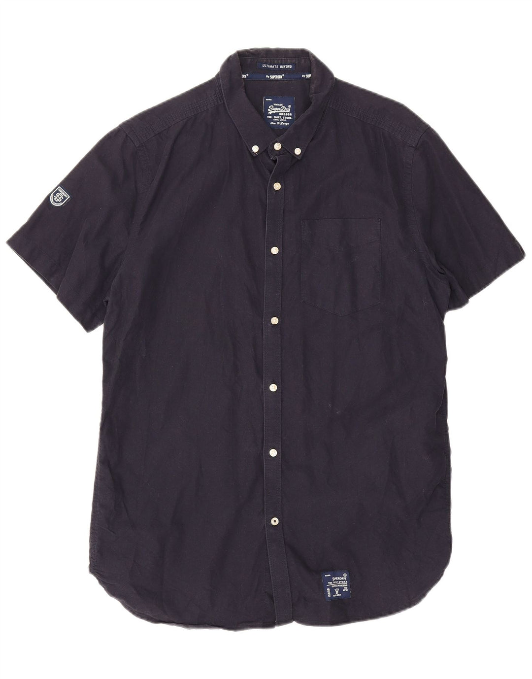 Superdry Herren-Kurzarmhemd XL aus marineblauer Baumwolle