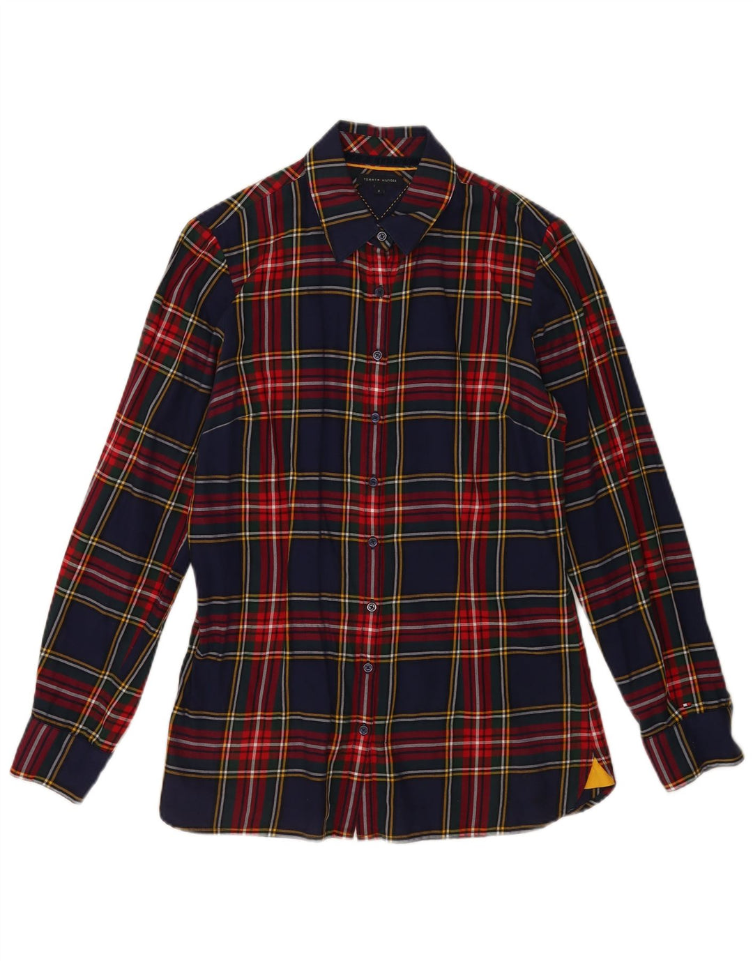 Tommy Hilfiger Damen-Flanellhemd, US 8, mittelgroß, marineblau, kariert, Baumwolle
