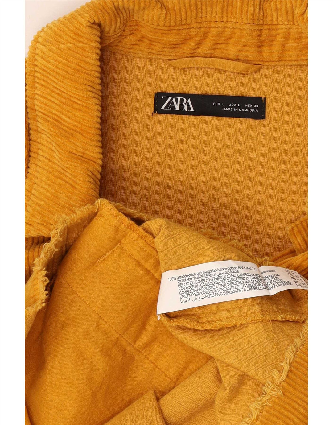 Zara Damen Übergroße Cordjacke UK 16 Große gelbe Baumwolle