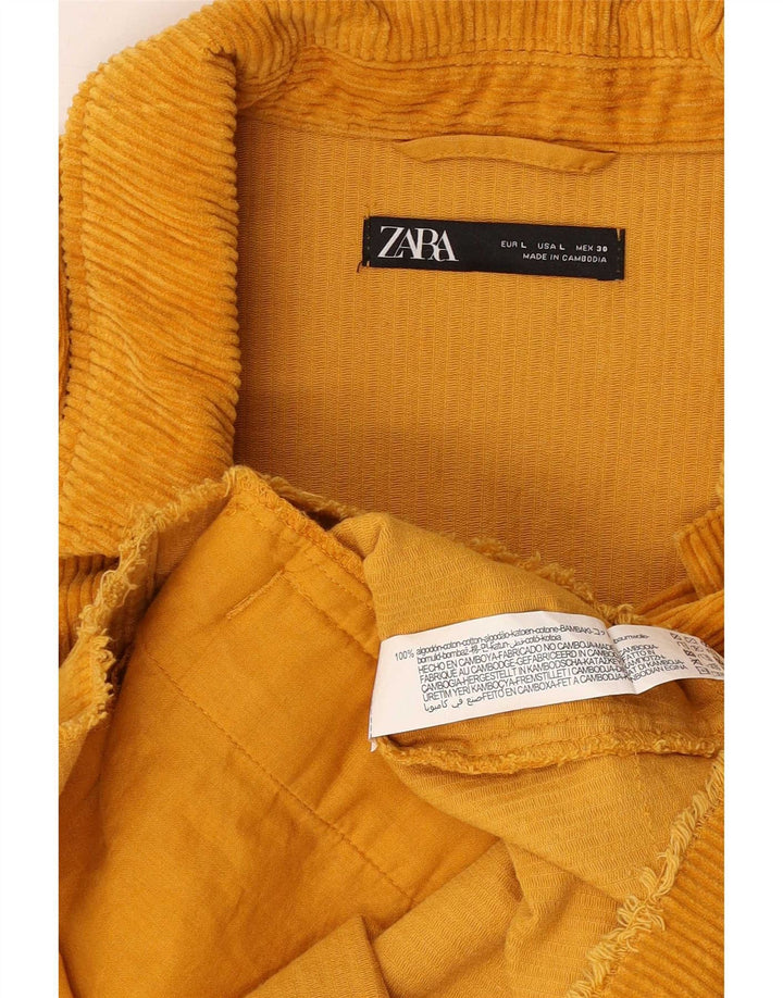 Zara Damen Übergroße Cordjacke UK 16 Große gelbe Baumwolle