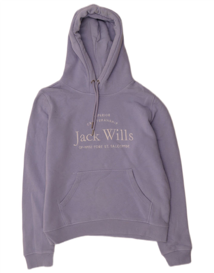 JACK WILLS Damen-Kapuzenpullover mit Grafik, UK 12, mittelviolette Baumwolle