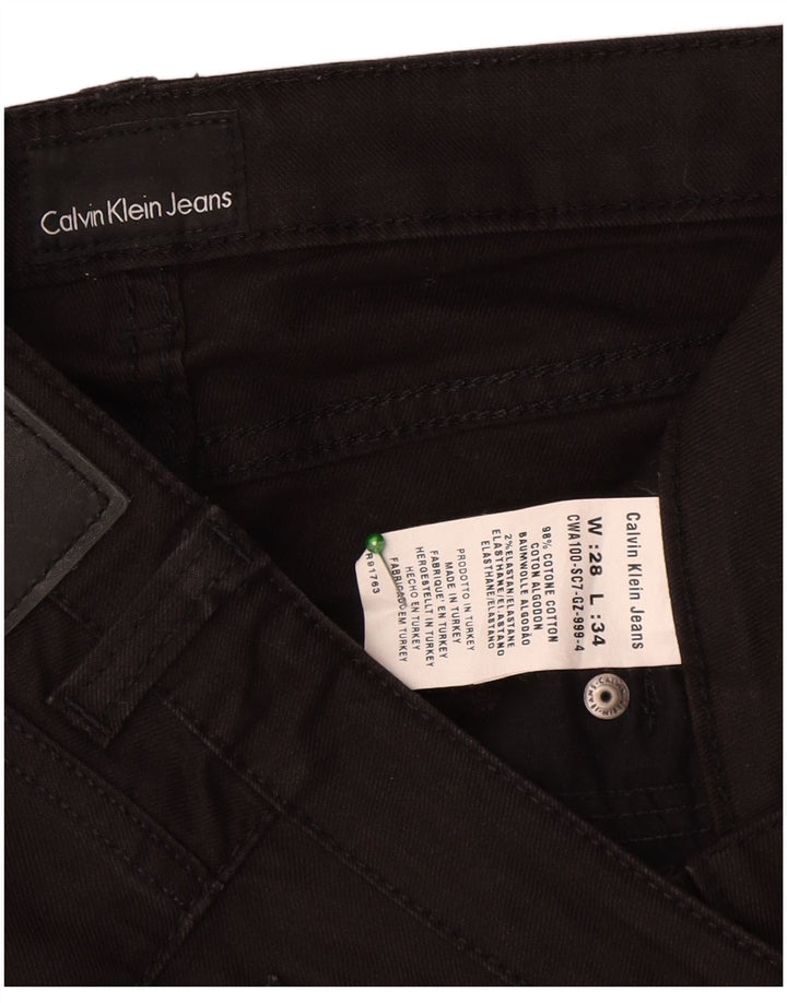 Calvin Klein Damen Straight Jeans W28 L34 Schwarze Baumwolle