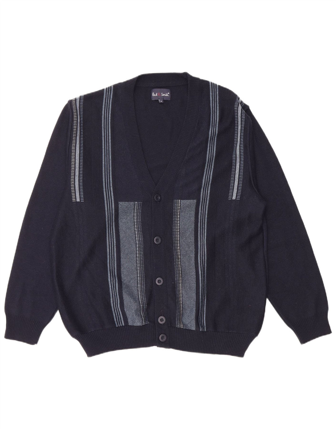 Paul Smith Herren-Cardigan-Pullover, mittleres Marineblau, gestreift, Polyacryl