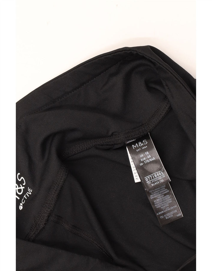 Marks & Spencer Damen Capri-Leggings UK 16 Large Schwarz Polyester