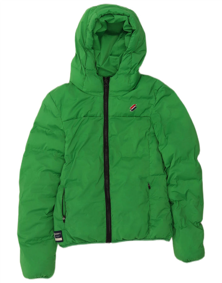 Superdry Wattierte Damenjacke mit Kapuze, UK 8, Größe S, Grün, Polyester