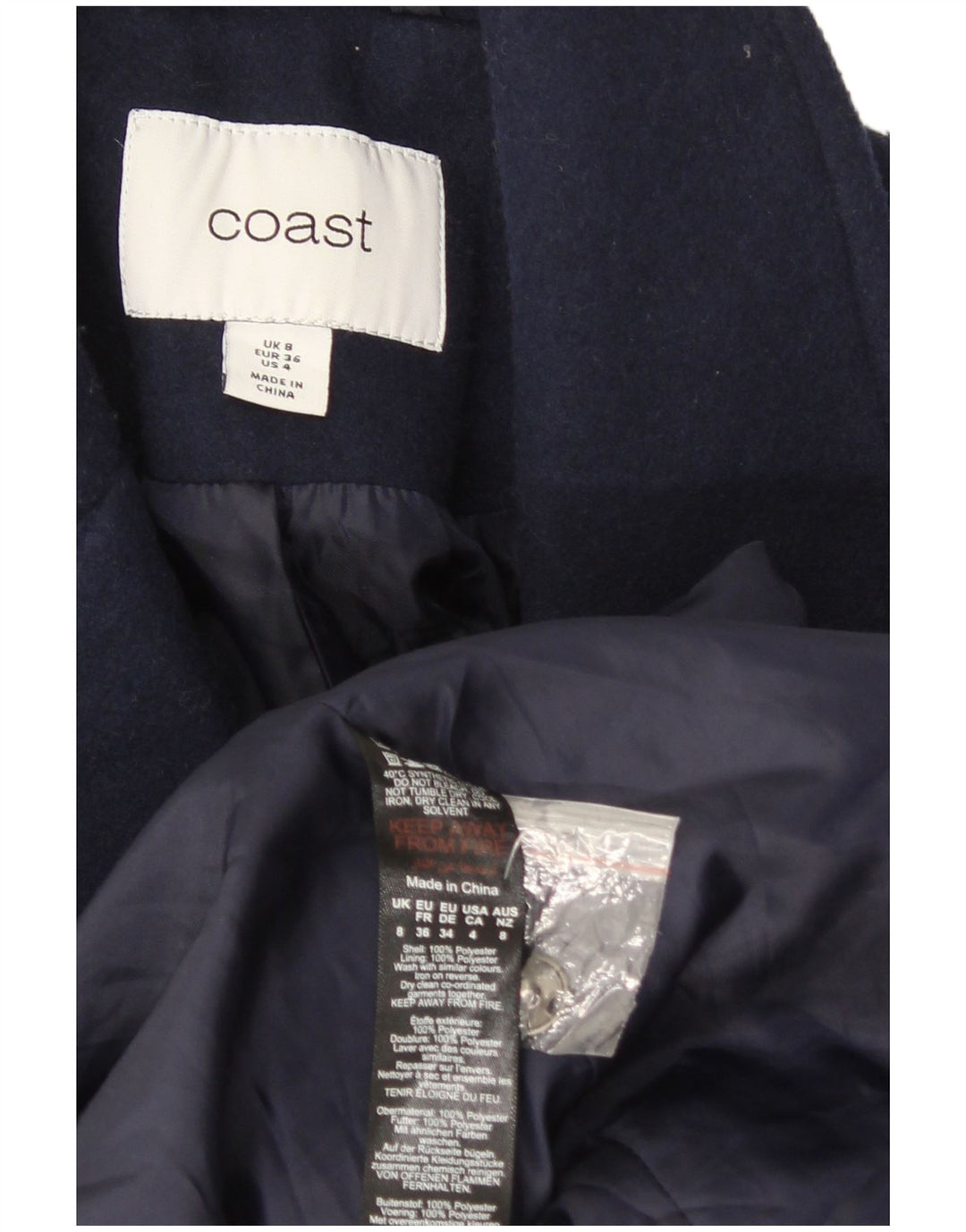 Coast Damenmantel UK 8 Small Marineblau Polyester