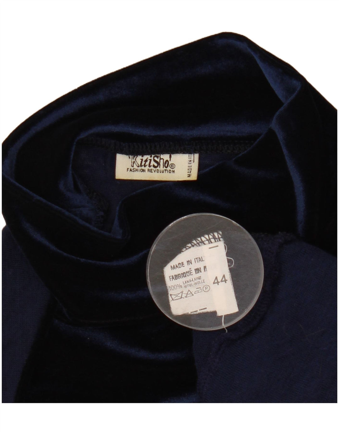 Vintage Damen Durchsichtiges Blusentop IT 44 Medium Marineblaue Wolle