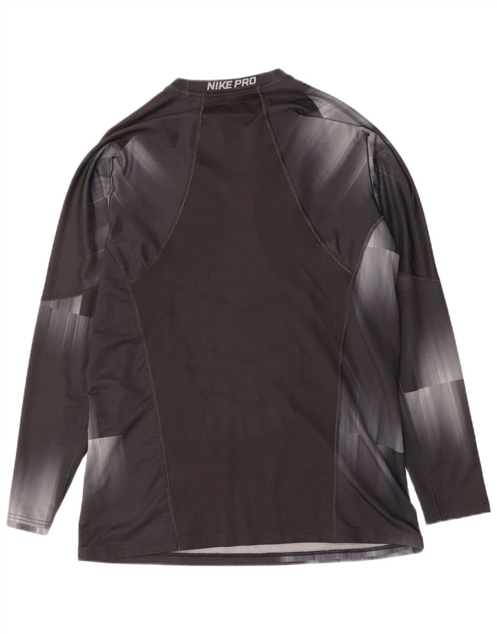 NIKE Herren-Top, langärmelig, groß, schwarz, Batik-Polyester