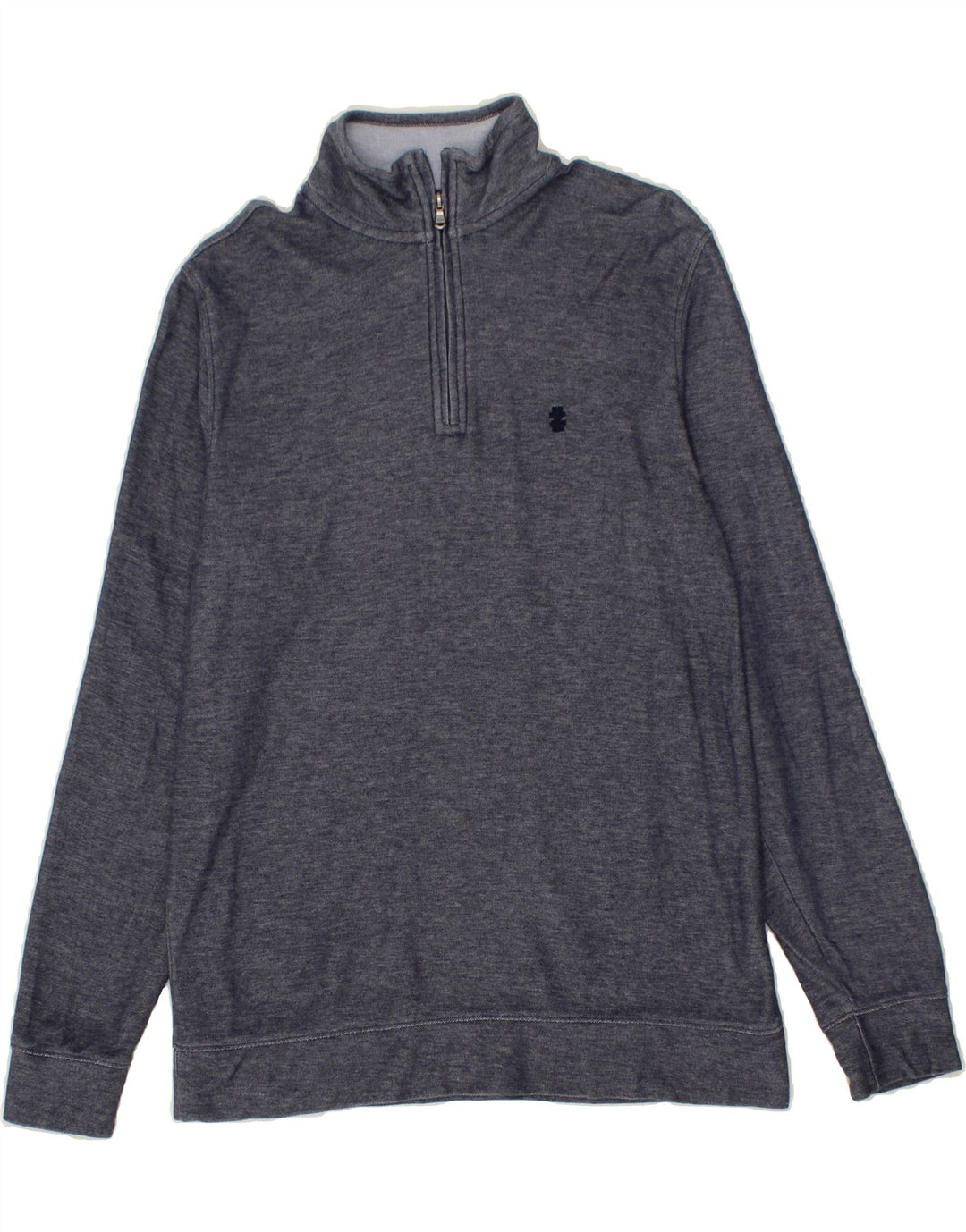 IZOD Mens Zip Neck Sweatshirt Jumper Medium Navy Blue Cotton Vintage Izod and Second-Hand Izod from Messina Hembry 
