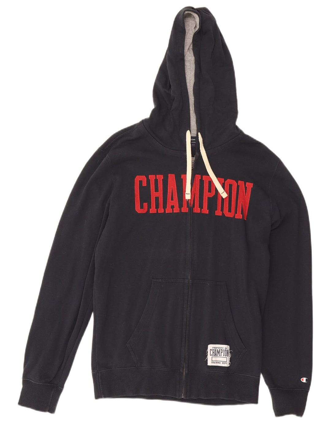 Champion Herren-Kapuzenpullover mit grafischem Reißverschluss, mittelgraue Baumwolle