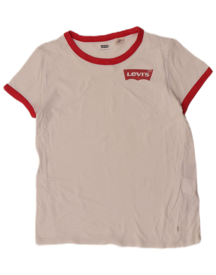 Levi's Damen T-Shirt Top UK 10 Small Weiße Baumwolle