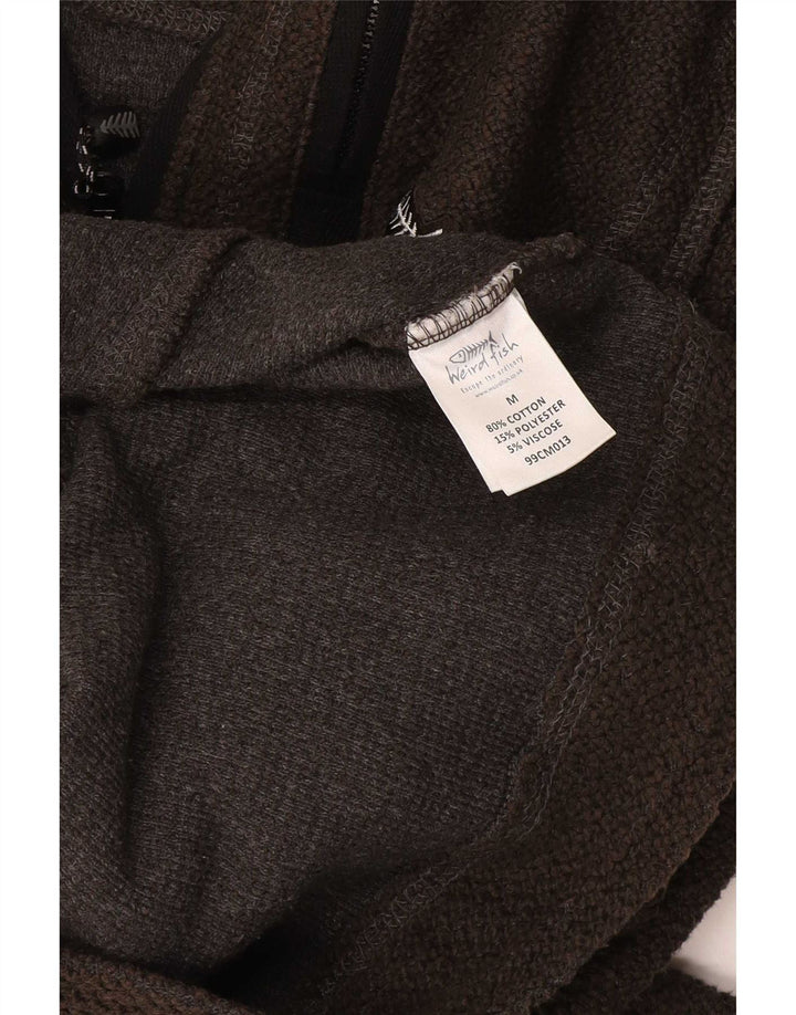 Weird Fish Herren-Sweatshirt mit Reißverschluss am Hals, mittlere Khaki-Baumwolle