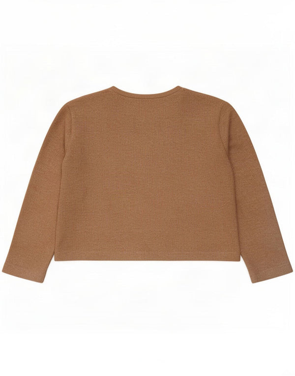 Zara Damen Crop Top Langarm UK 18 XL Beige