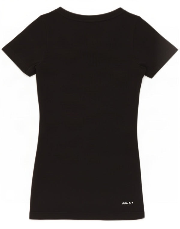 Nike Damen Dri Fit Regular Graphic T-Shirt Top UK 6 XS Schwarz