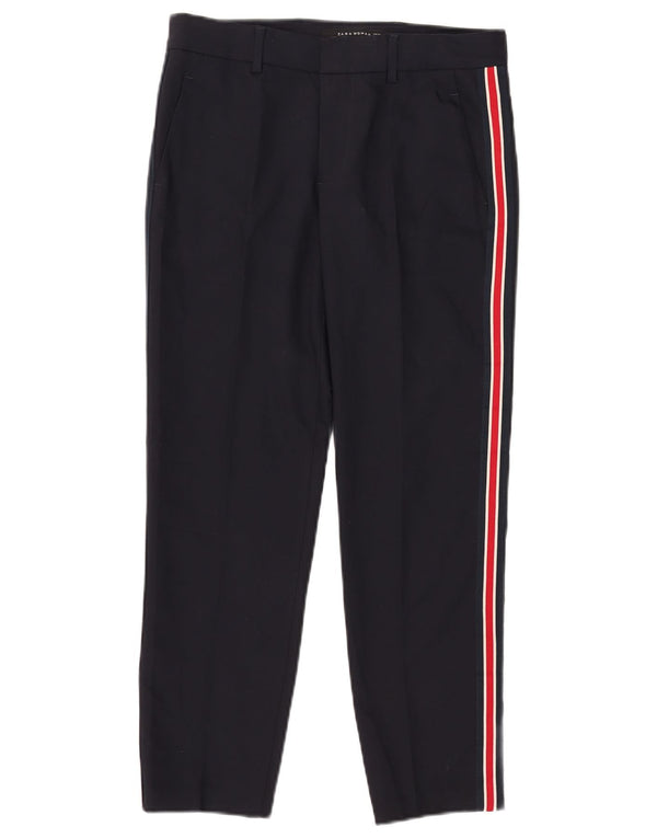 Zara Damen Slim Anzughose EU 34 2XS W24 L26 Marineblau gestreift