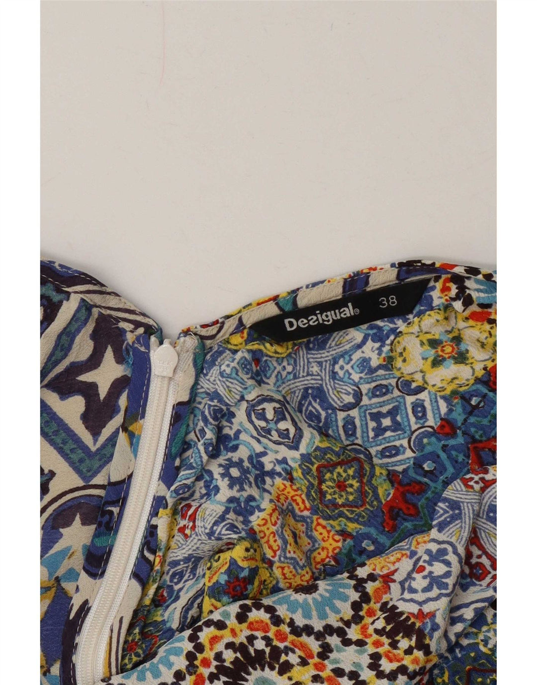 Desigual Damen Grafik-A-Linien-Kleid EU 38 Medium Mehrfarbiges Patchwork