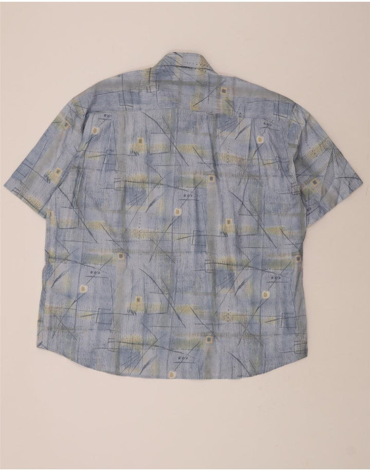 NICK TAYLOR Mens Abstract Pattern Short Sleeve Shirt 2XL Blue Vintage Nick Taylor and Second-Hand Nick Taylor from Messina Hembry 