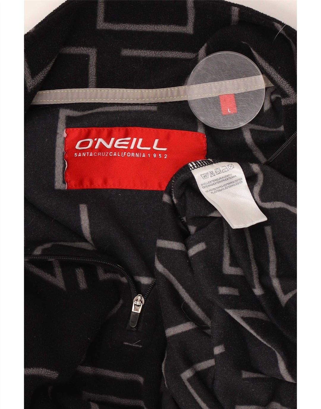 O'Neill Herren-Fleecepullover mit grafischem Reißverschluss und Kragen, Größe L, aus schwarzem Polyester