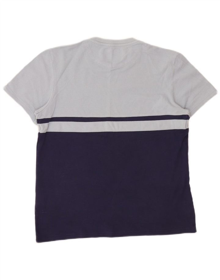 Lyle & Scott Herren-T-Shirt-Oberteil aus mittelblauer, marineblauer Colourblock-Baumwolle